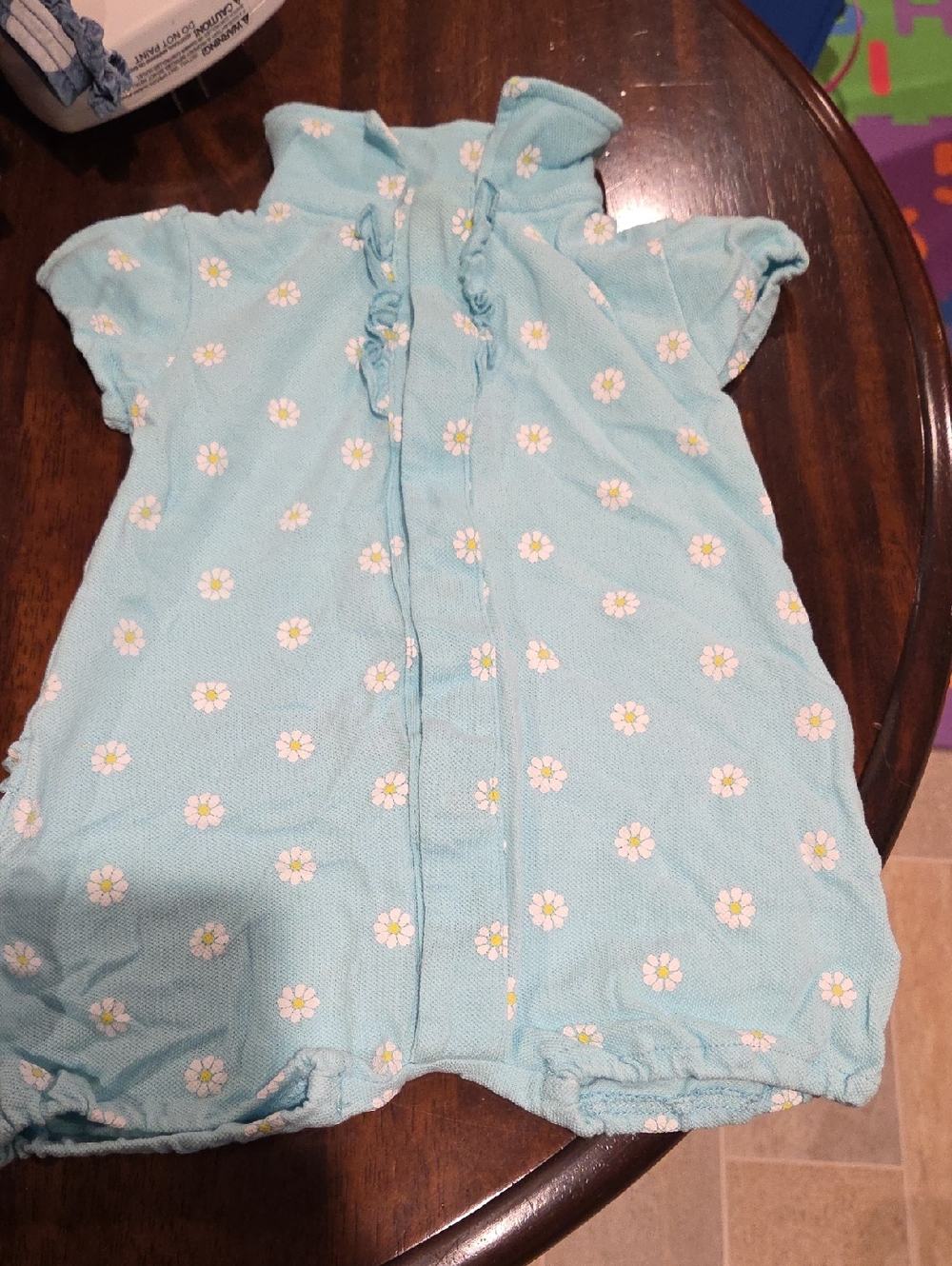Magnificent Baby Light Blue Daisy Short Sleeve Romper